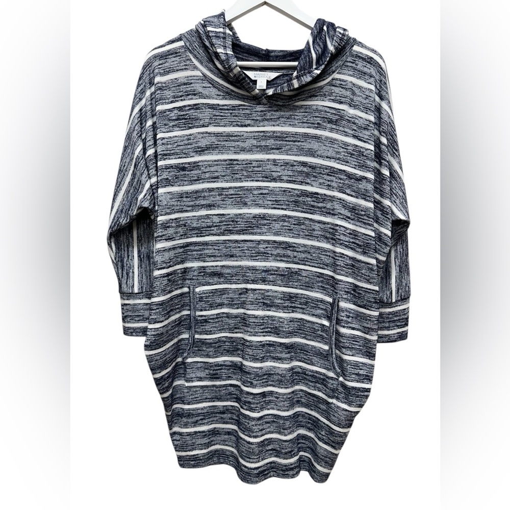 Market & Spruce Stitch Fix Women's Striped Hoodie Sweater Stretch Dolman Sz L